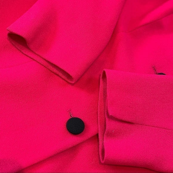 CHRISTIAN DIOR Vintage Button Down Blazer Fuschia & Black Trim Size 10P - Picture 8 of 8